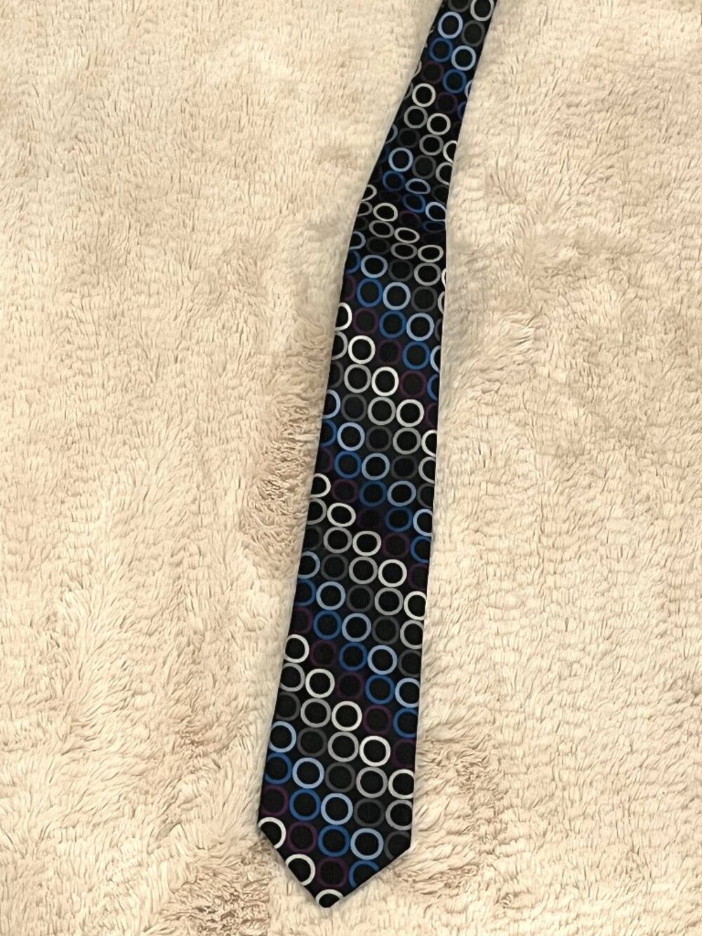 Michael Kors Abstract Mens Silk Blue Purple‎ Gray Circle Bubble Matrix Necktie